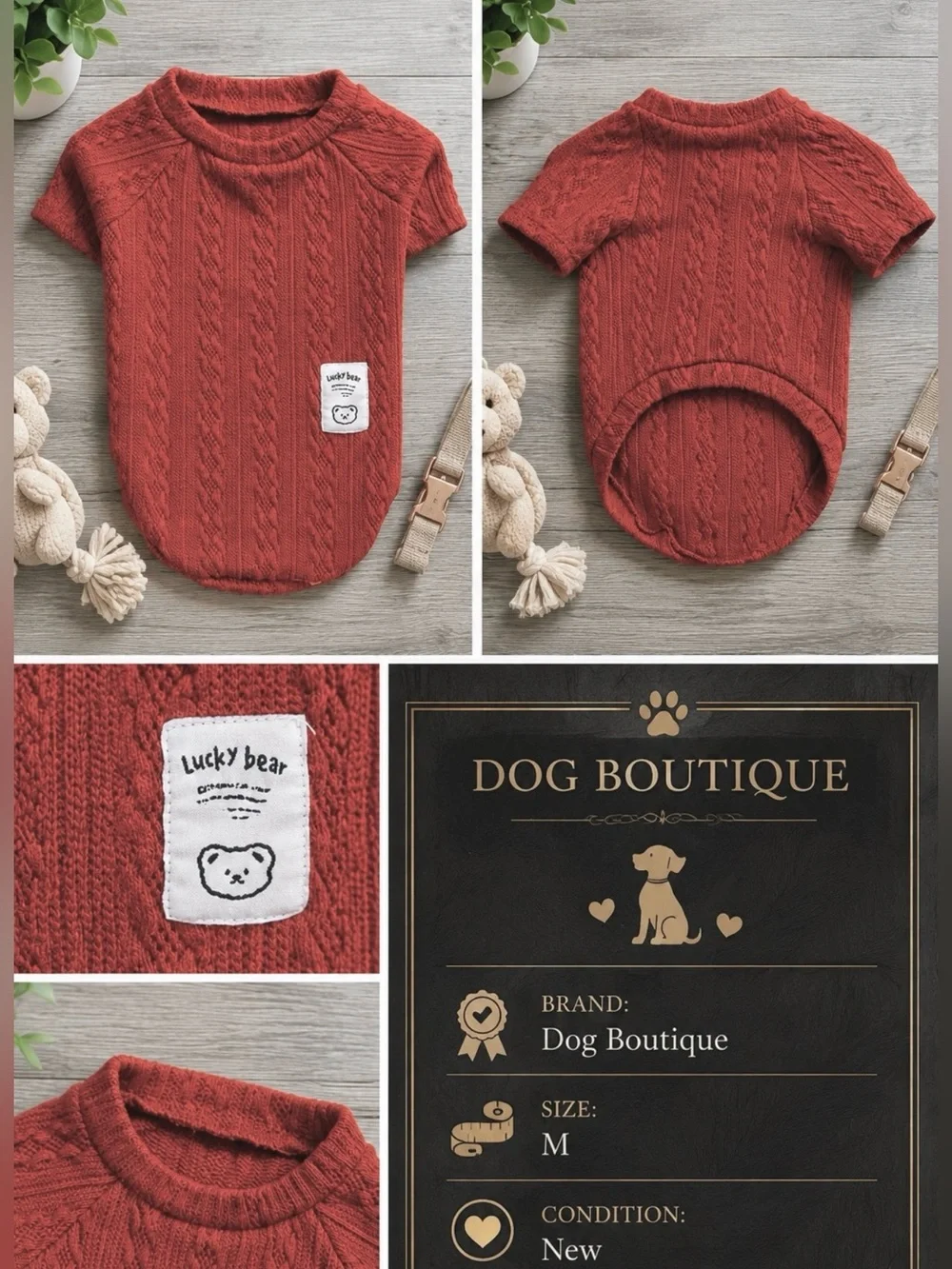 Knit Dog Sweater | Soft Rust Cable Knit Dog Shirt Size: Medium | New